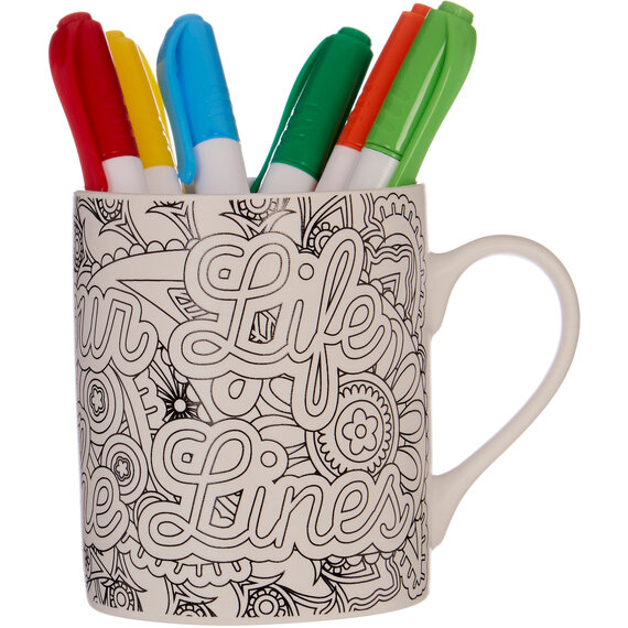 Colour Your Life Outside The Lines Colour In Mugs