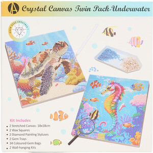 Pack of 2 Underwater Design Crystal Canvases