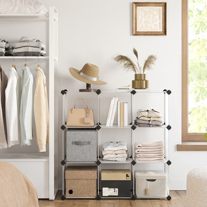 9 Cube Stackable Plastic Storage Shoe Rack