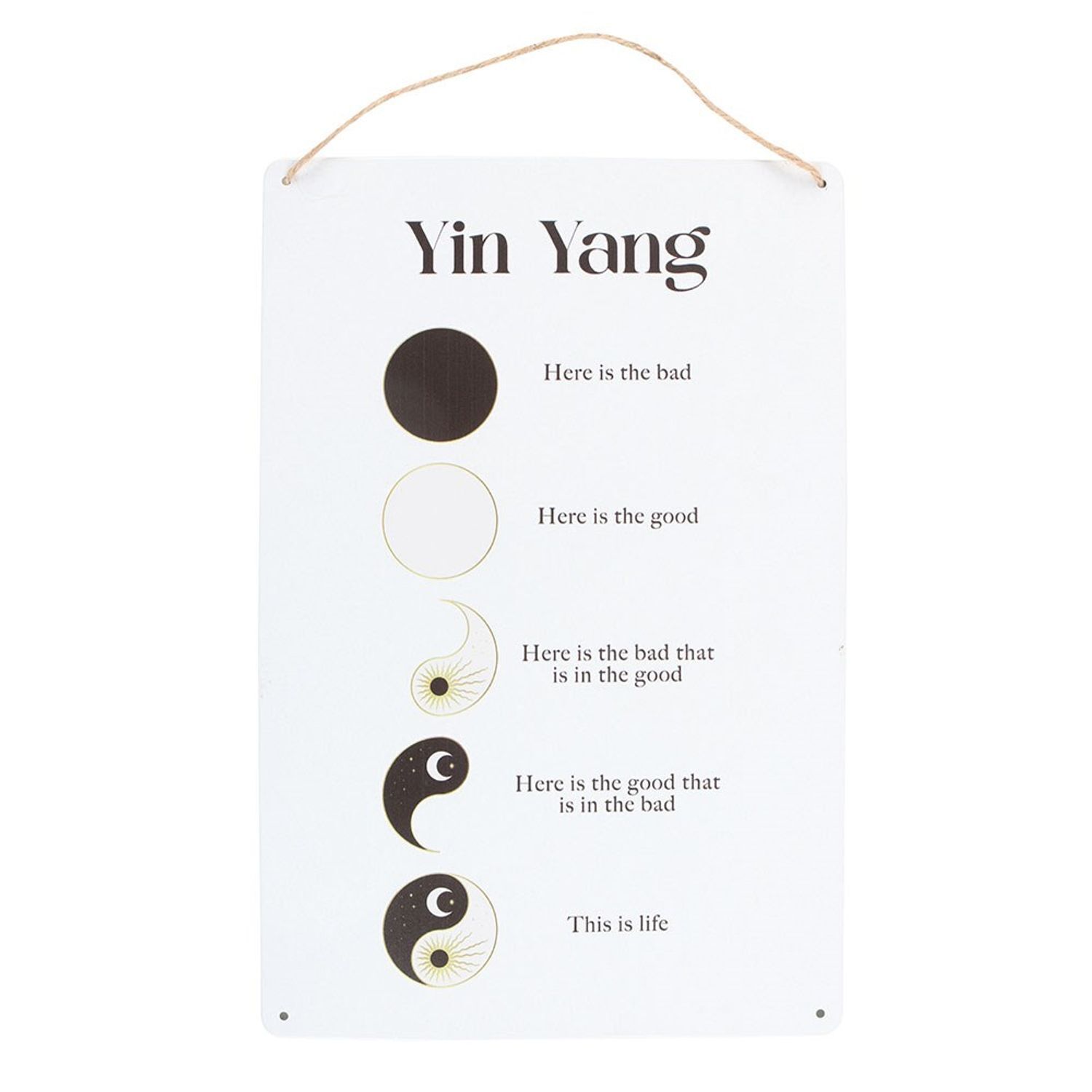 Something Different Tin Yin Yang Hanging Sign - White/Black