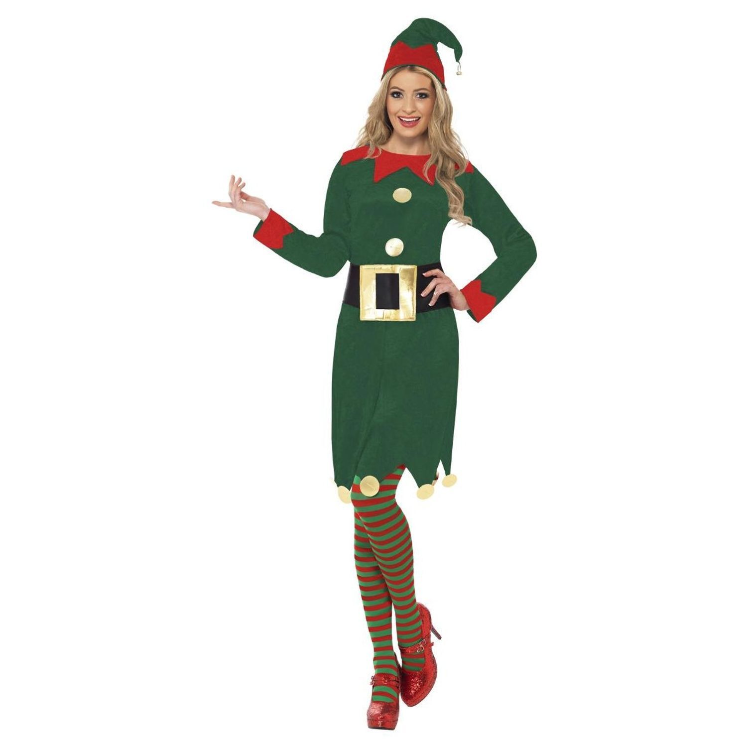 Smiffys Womens/Ladies Elf Christmas Costume - Green / S