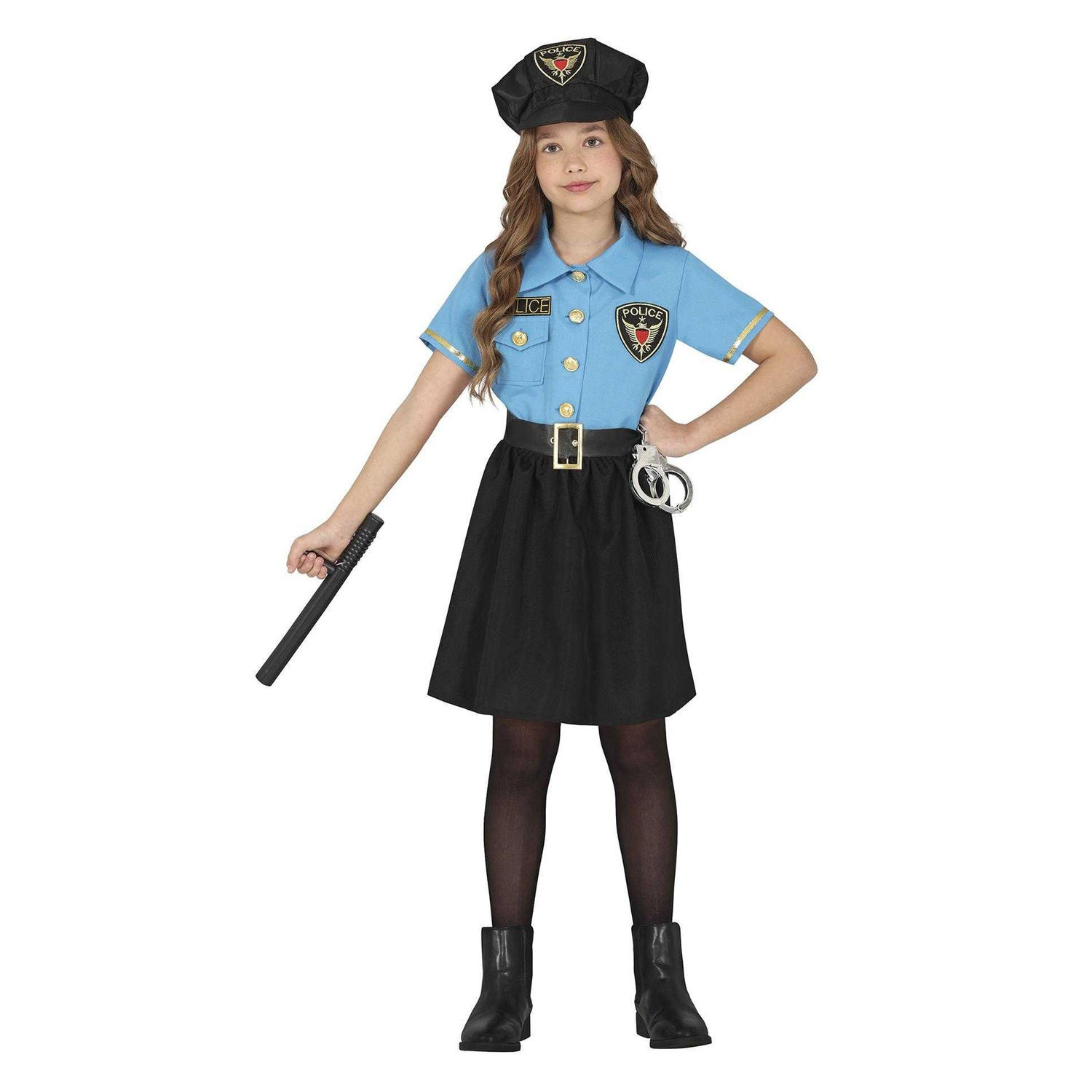 Fiestas Guirca Girls Police Costume Set - Blue/Black / 7+