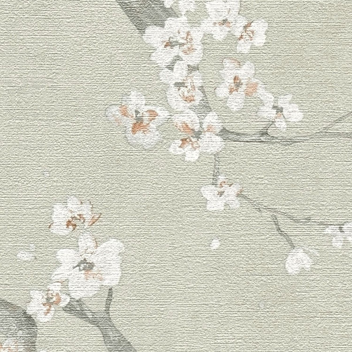 As Creation Cherry Blossom Textured Wallpaper - Sage Green
