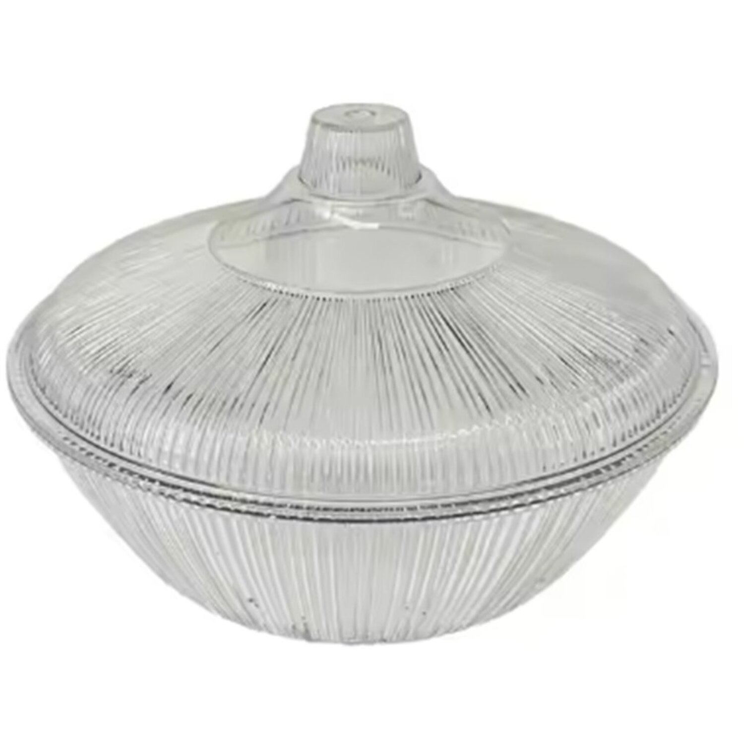 Image of Clear Ribbed Round Plastic Fruit Bowl&hellip;