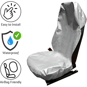 Universal Waterproof Oil-Proof Garage Car Seat Cover - Heavy Duty Protection for Mechanics (Silver)