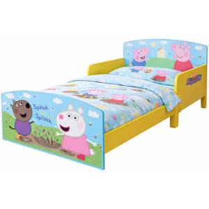 Blue Kids Toddler Bed Frame with Safety Rails, White shot 15822959