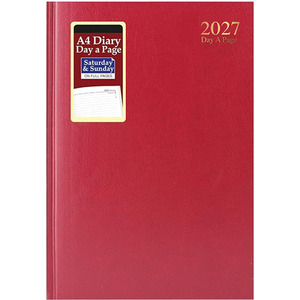 2027 Diary A4 Day A Page Hardback Desk Diary Planner