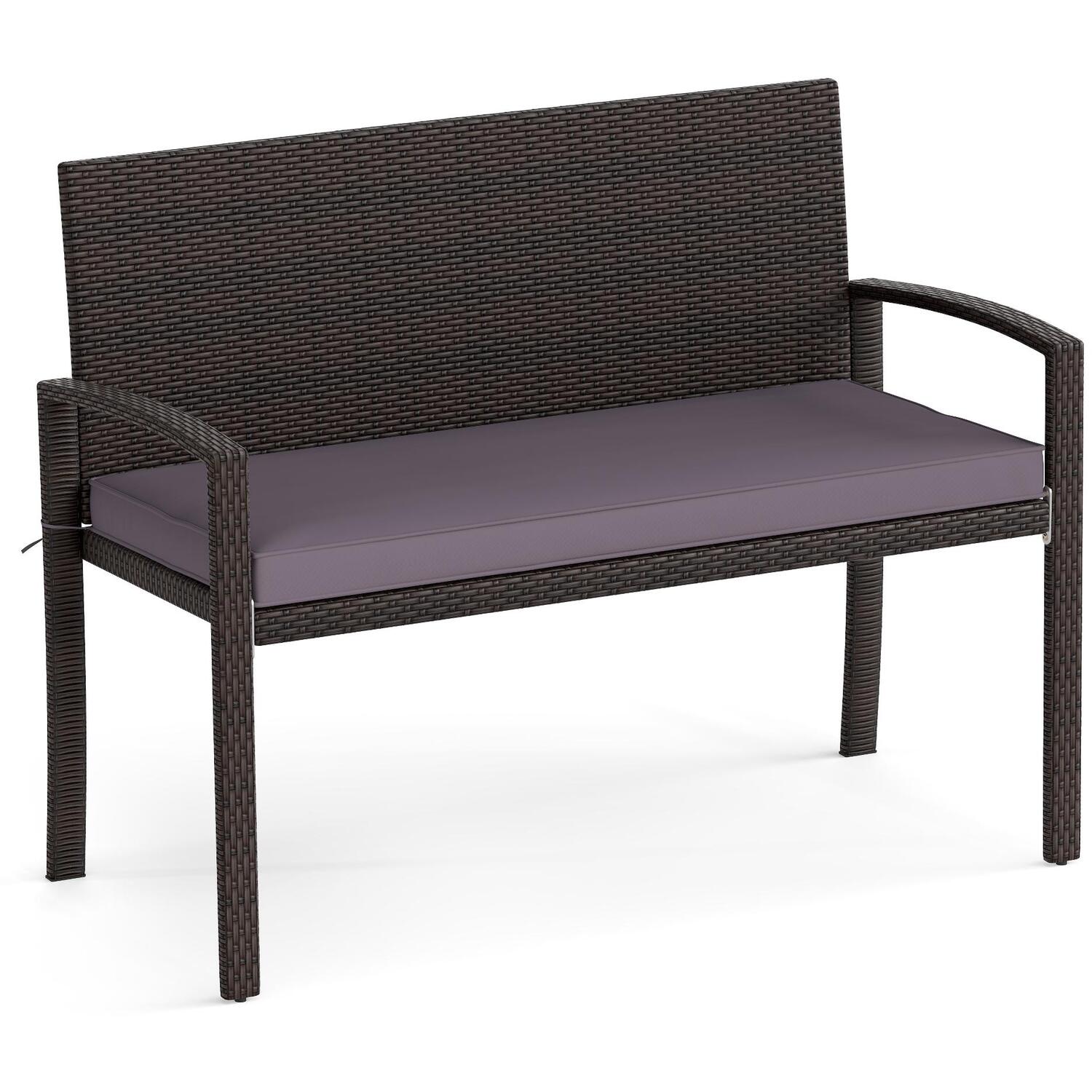 Costway Cushioned Rattan 2-Seater Loveseat