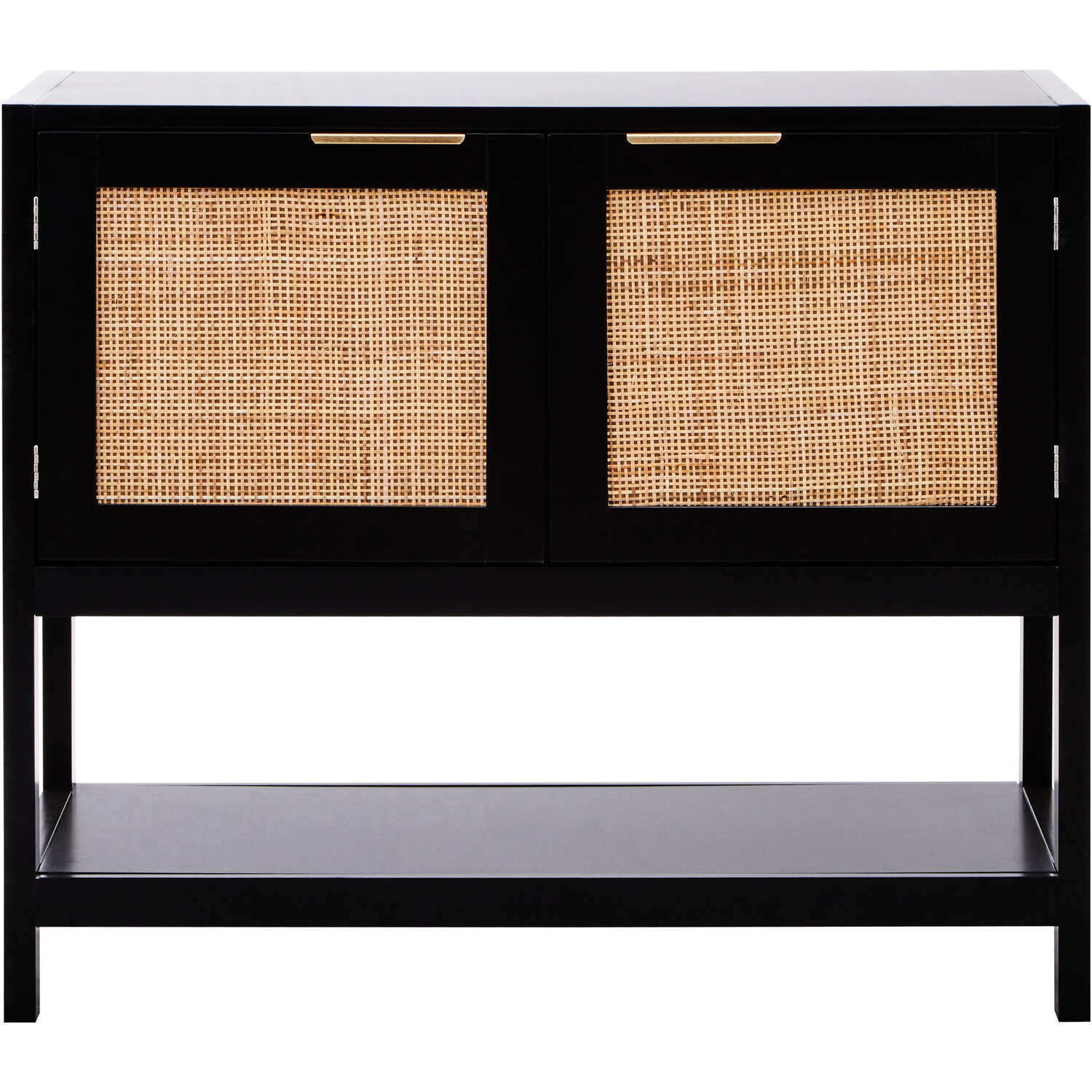 Interiors By Premier Sherman Black Wood And Rattan Two Door Side Cabinet - Black