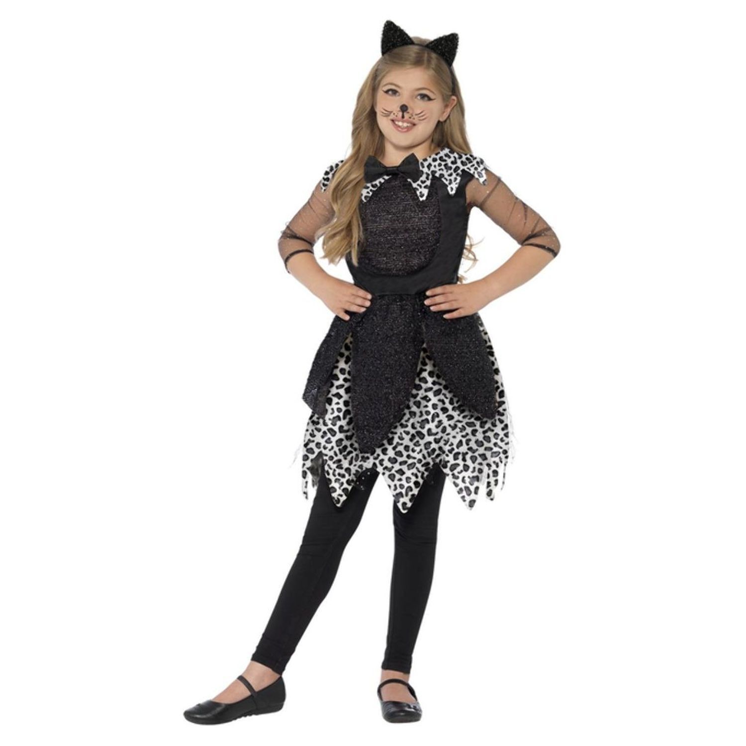 Smiffys Girls Deluxe Cat Costume - Black / 4+