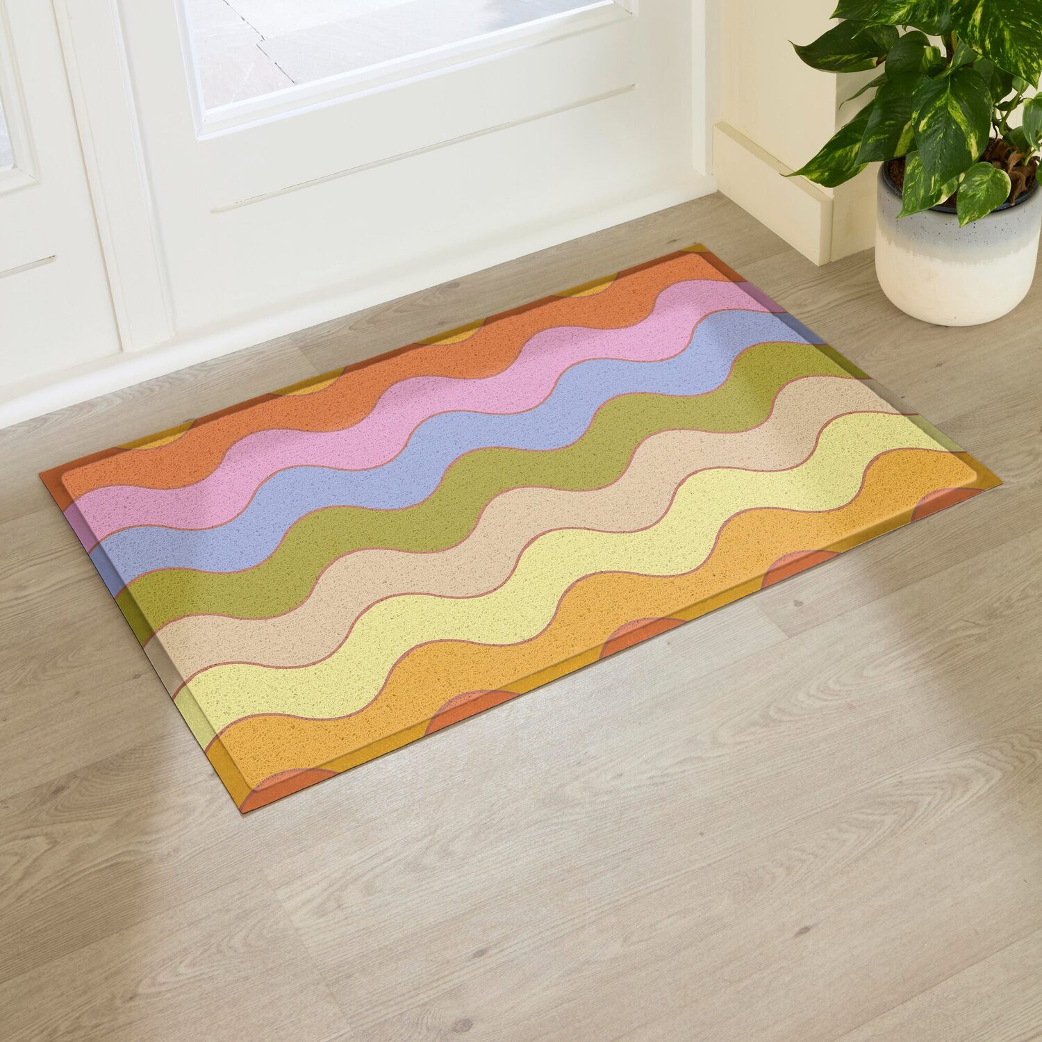 Artsy Mats Elizabeth Olwen Wavey Lines Indoor/Outdoor Doormat (90X60cm) - Multi / 90 X 60Cm