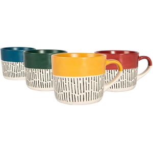 Ceramic Dipped Dash Coffee Mugs - 475ml - 4 Colours