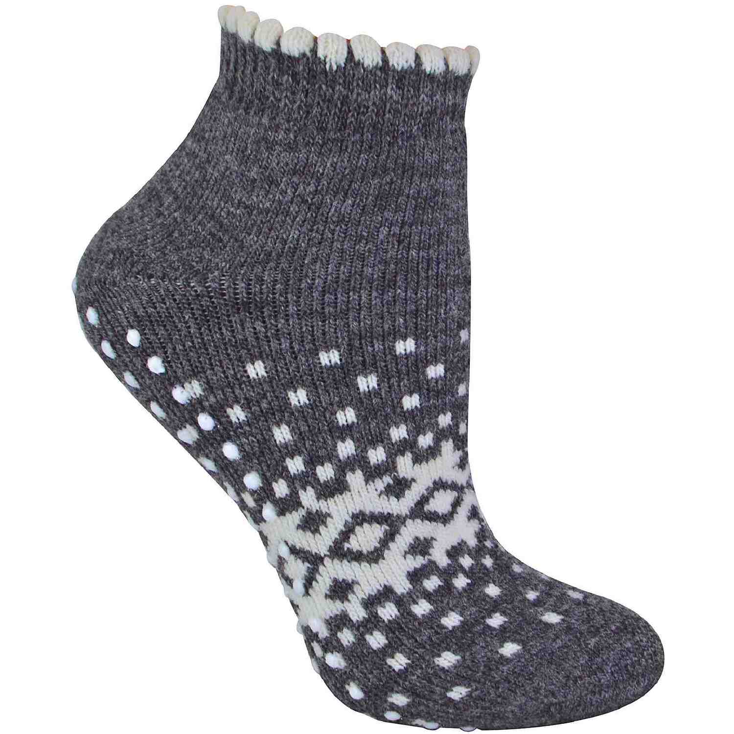 Sock Snob Ladies Thermal Low Cut Wool Non Slip Slipper Socks - Image 2