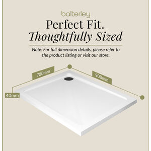 Balterley Shower Tray 900mm x 700mm Premium Rectangular Shower Tray - White
