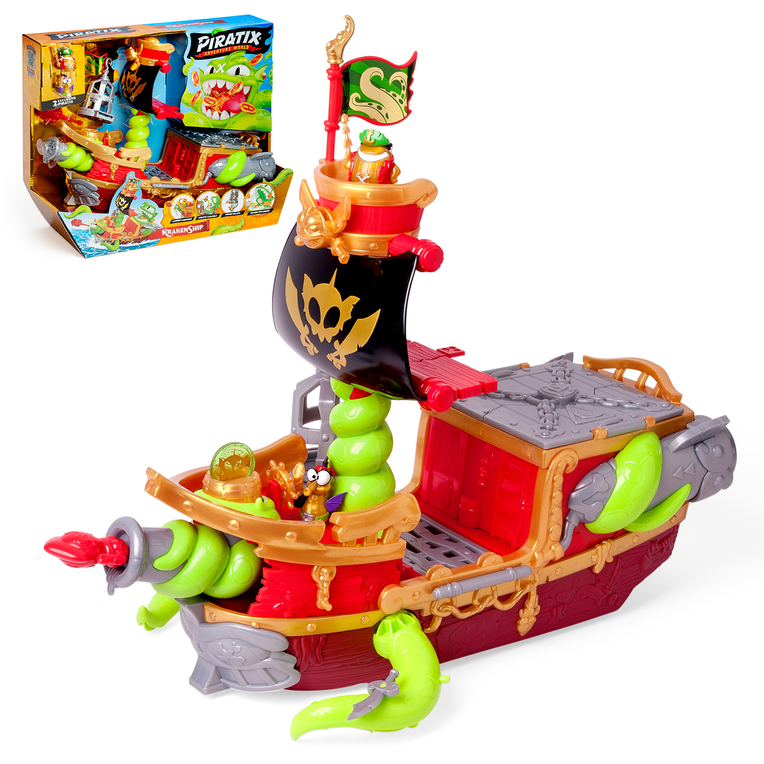 Piratix Kraken Ship Pirate Ship Playset With Figures and Accessories - Image 5