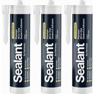 Hemway Hybrid Polymer Sealant & Adhesive Crystal Clear Kitchen Bathroom 3 Pack