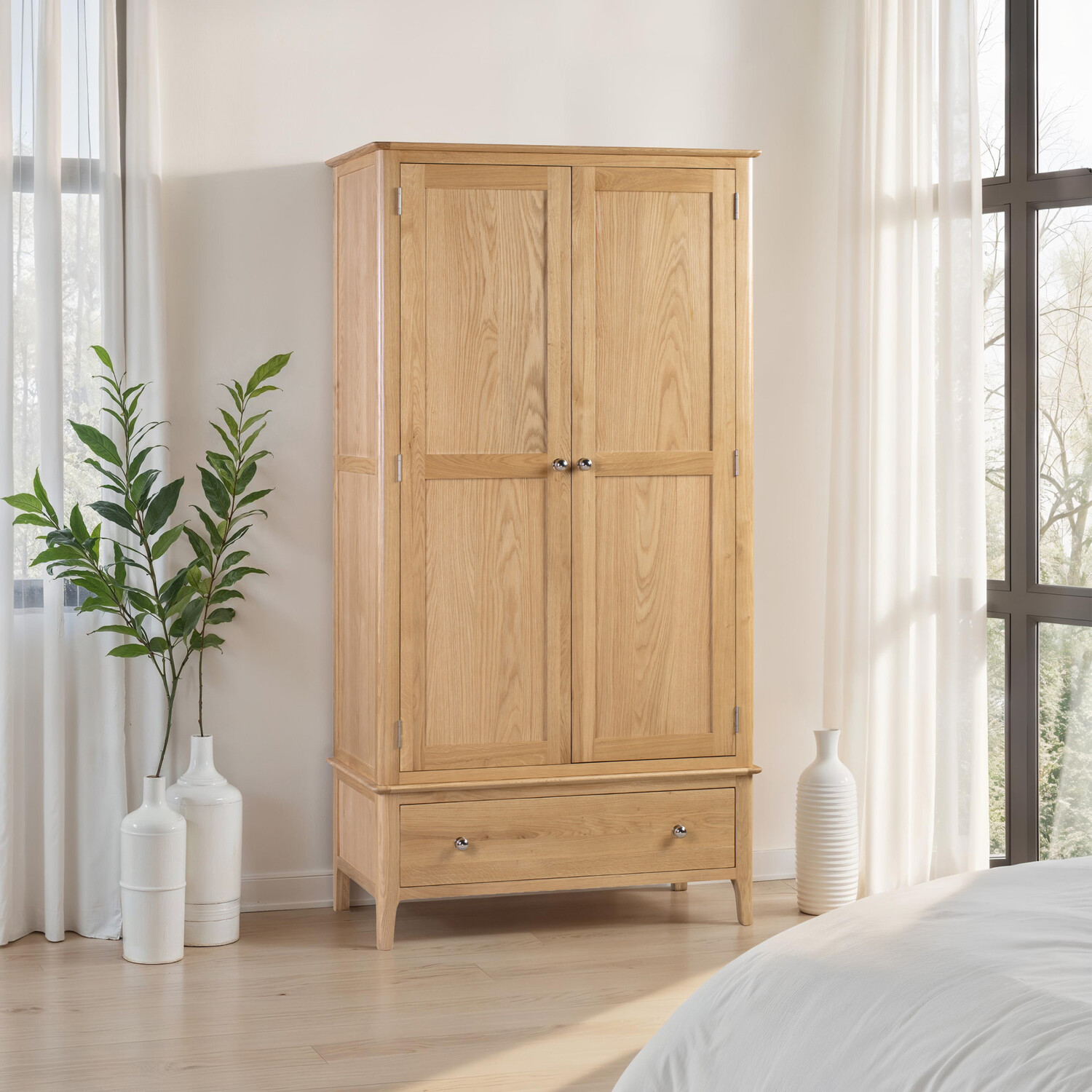Julian Bowen Kingham 2 Door 1 Drawer Wardrobe - Oak