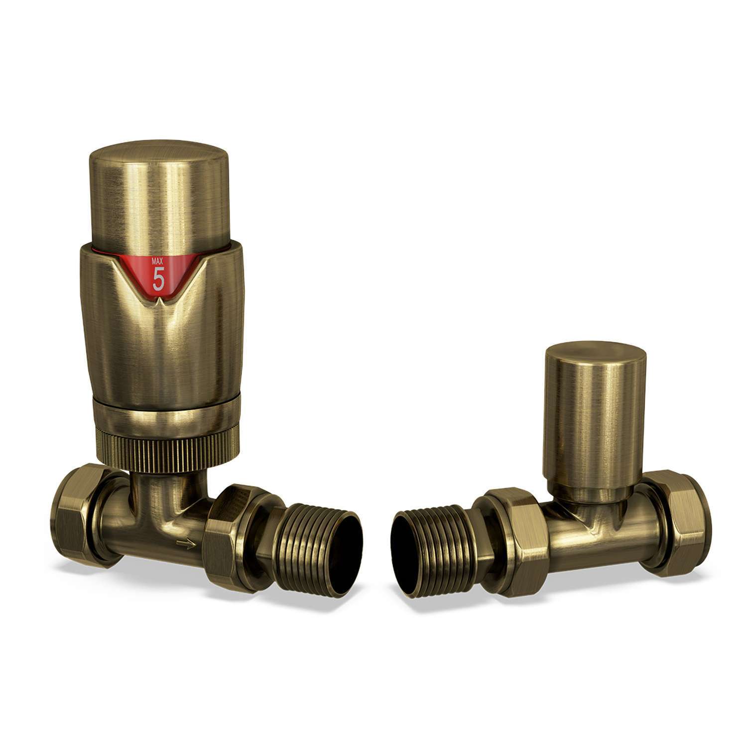 UK Radiators Thermostatic Radiator Valve Set 1/2" x 15mm - Solid Brass TRV | Brass Finish - Solid Brass 1/2" x 15mm Straight - Lockshield Included, Easy Installation - Image 3