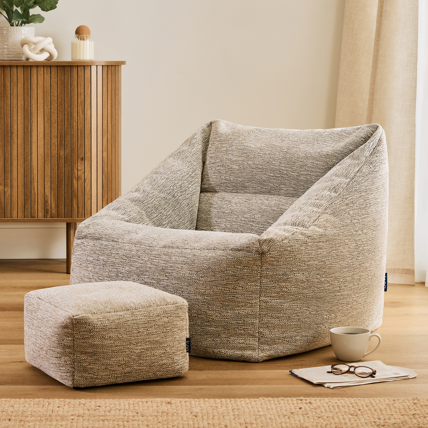 B&Q - Natalia Woven Armchair Beanbag And FootstoolNatural - Image 2