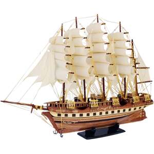 French Naval Sailing Ship Model  Handmade Wooden Display 78 cm