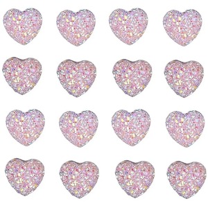 Pack of 40 AB Pink Rainbow Heart Rhinestone Crystals Flat Back