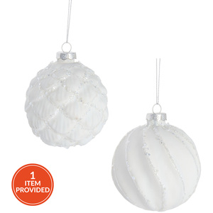 Matte White Ridged Bauble
