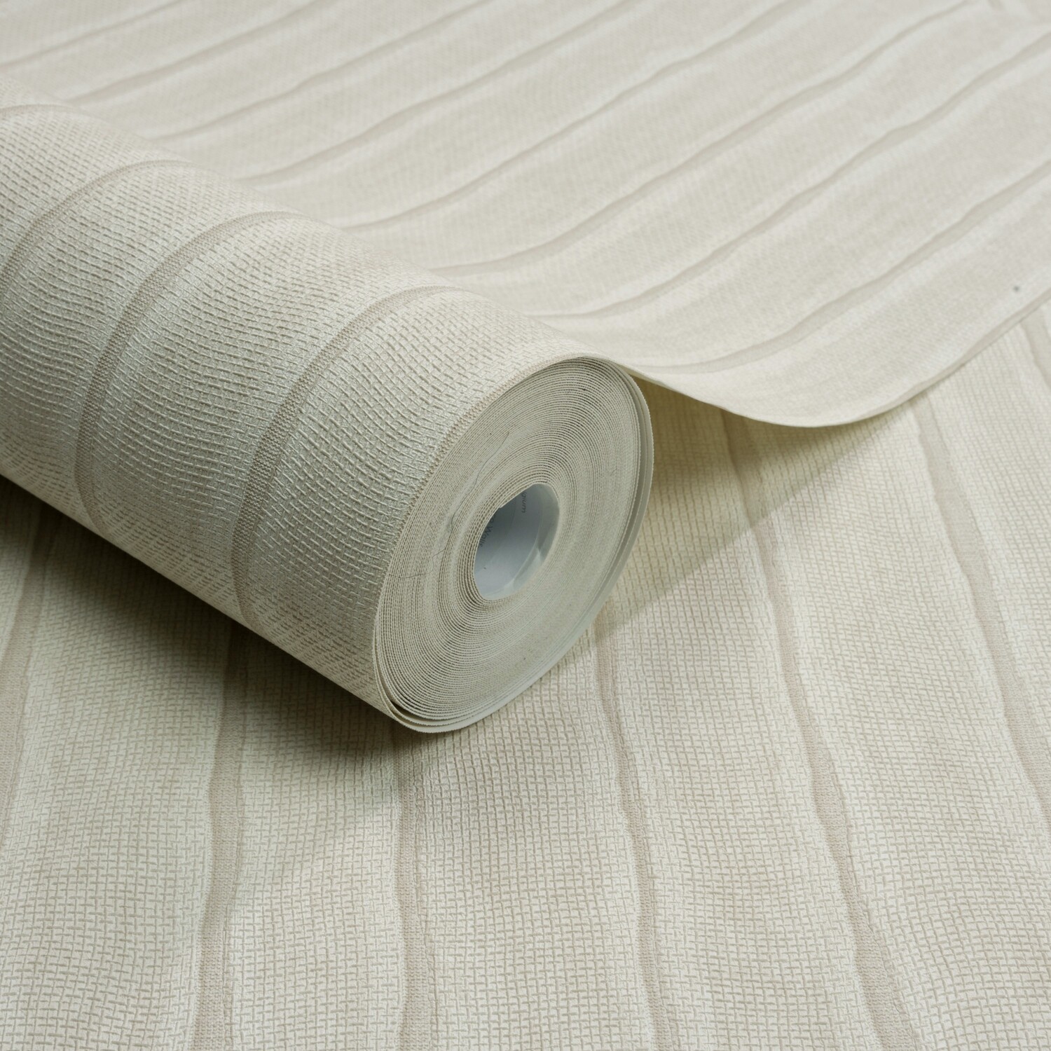 Rackhams Ivory Boutique Kalema Fabric Stripe Luxury Weight Embossed Wallpaper, - Image 2