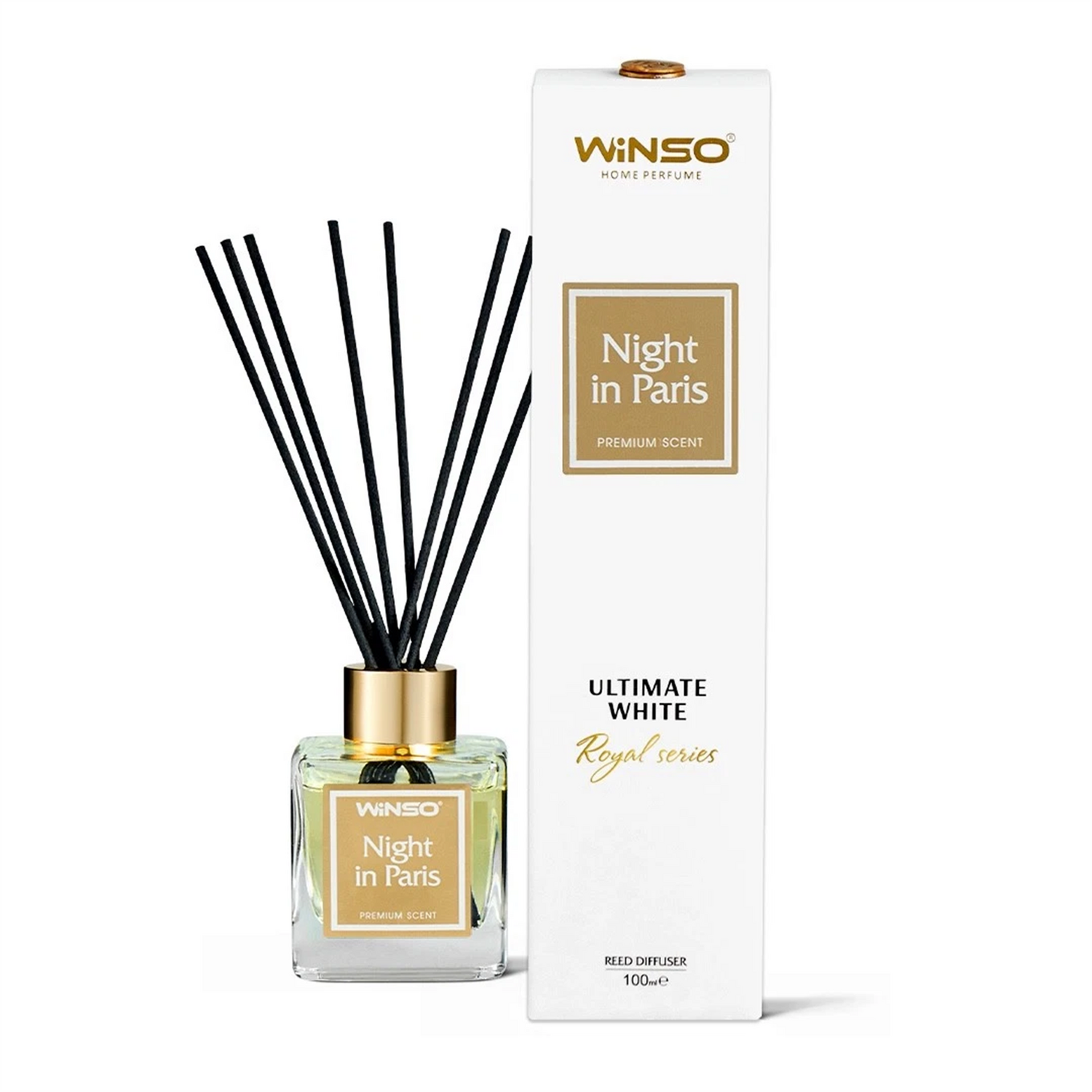 Winso Reed Diffuser Night In Paris Scent Premium Home Perfume Royal Series 100ml - Black