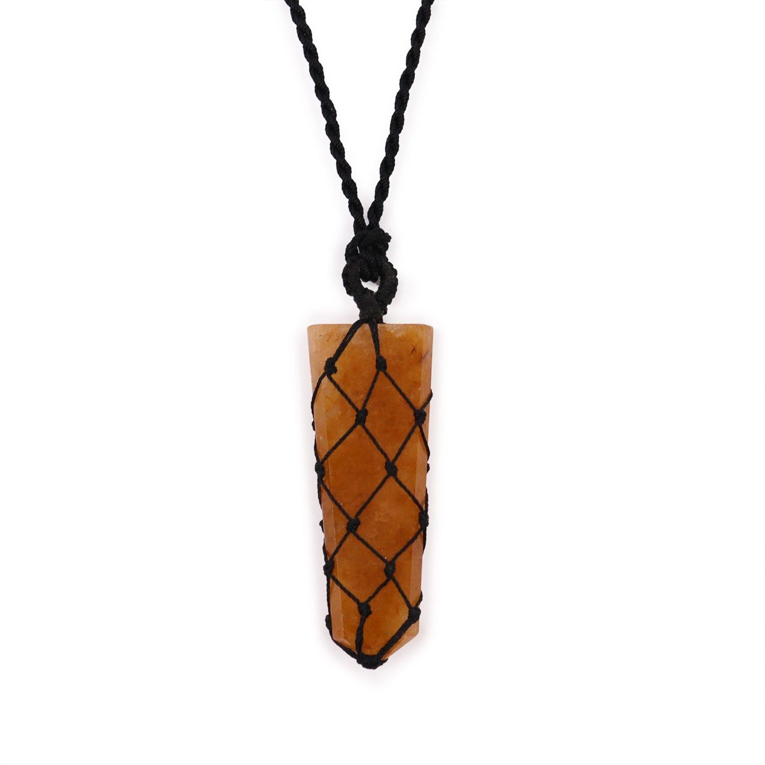 Golden Quartz Laced Flat Point Pendant Jewelry for Positive Energy - Orange