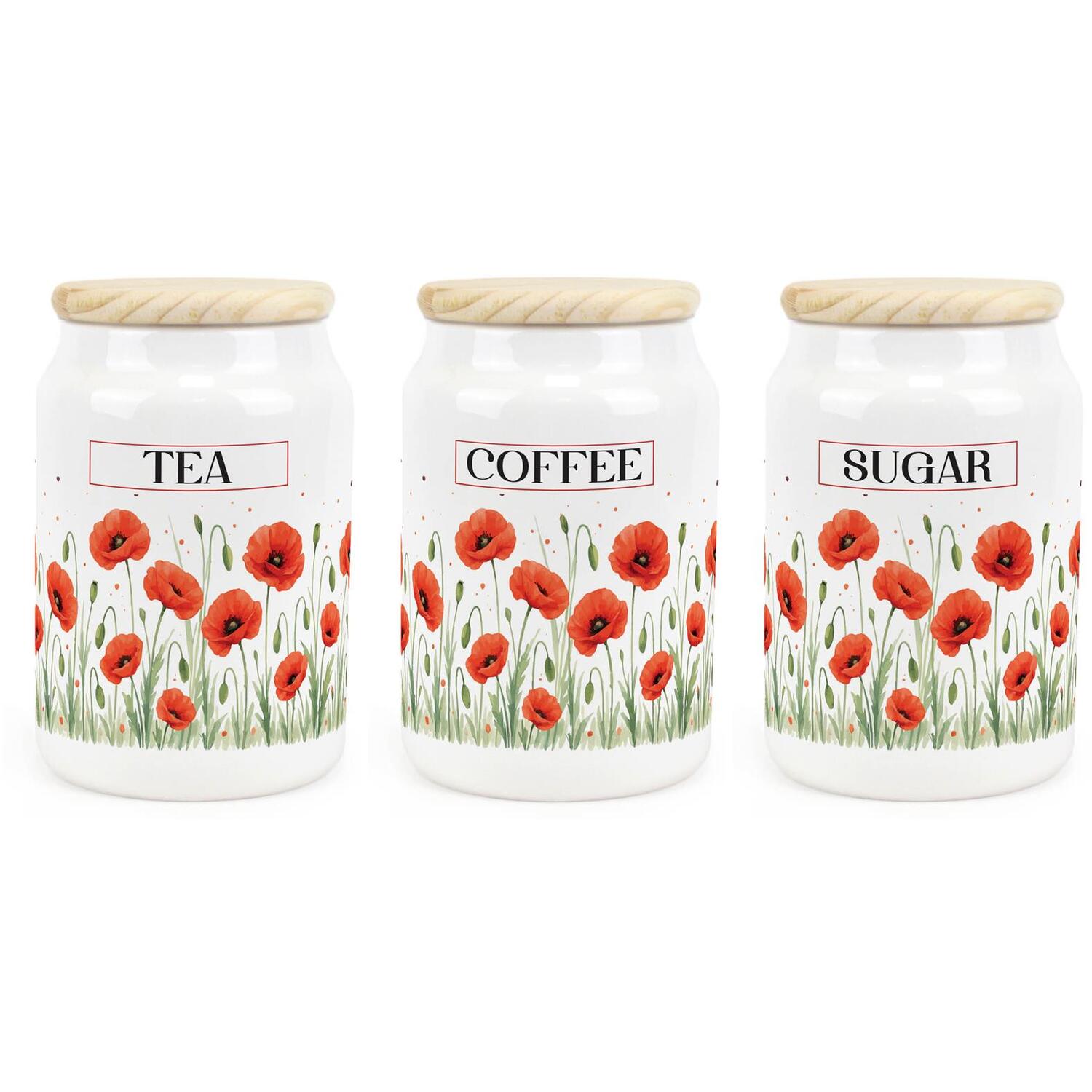 Purely Home Ceramic Kitchen Canister Set - Tea, Coffee, Sugar - Image 3