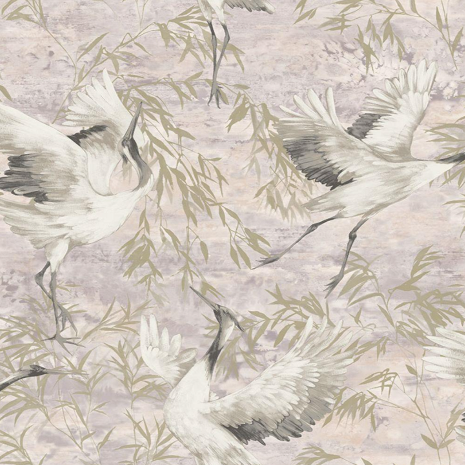 Sophie Laurence Pink Gold Pink Cranes Wallpaper Textured Gold Metallic Shimmer Vinyl Heavy Weight Feature - Image 2