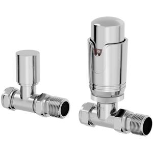 Straight Thermostatic Radiator Valve and Lockshield Set-PWTRV115LS