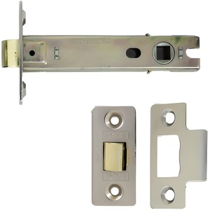 Dzina Tubular Latch (CE and Fire Rated) Bolt Through 100mm (4 Inch) Nickel Plated Forend Pack of 1