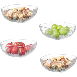 Eden & Willow Set of 4 Square Hammered Glass Serving Bowls