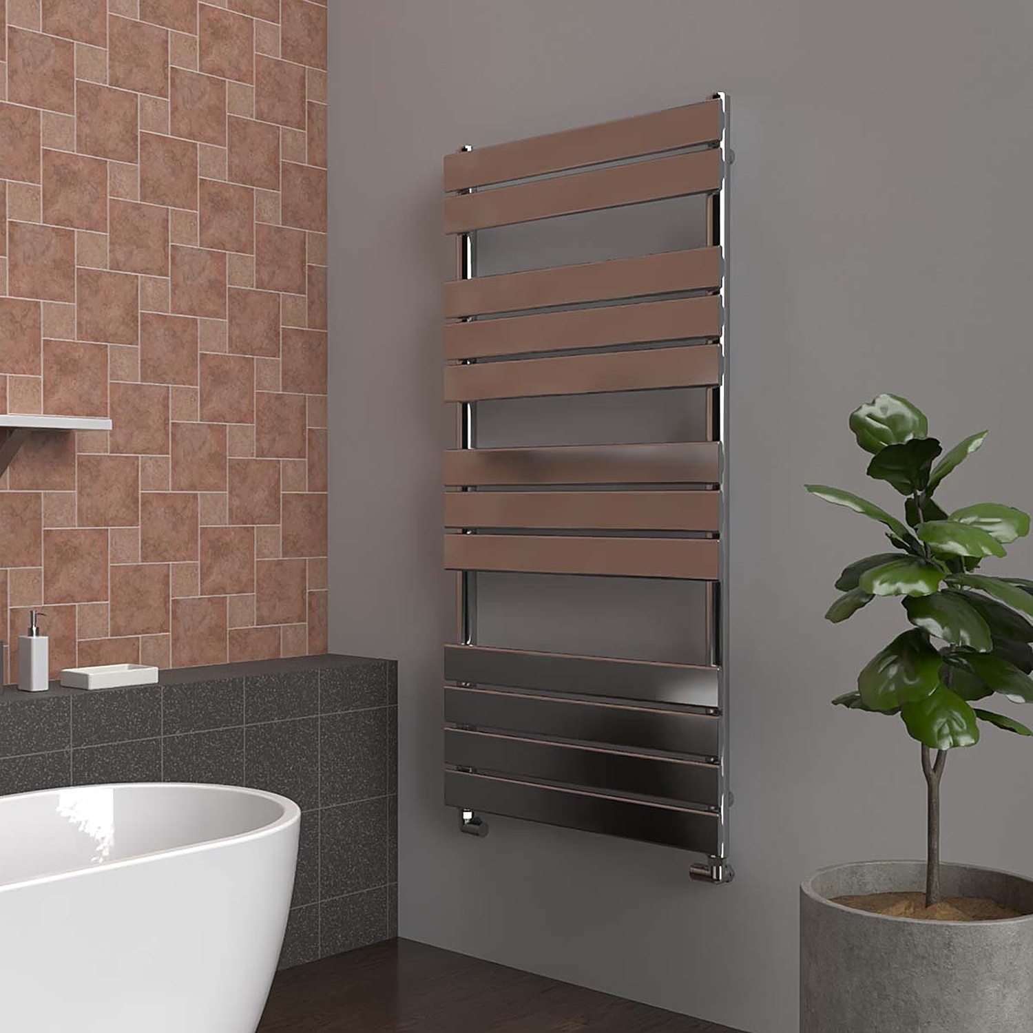 Lux Heat Flat Towel Radiator - Chrome, 1200Mm X 600Mm - Chrome - Image 2