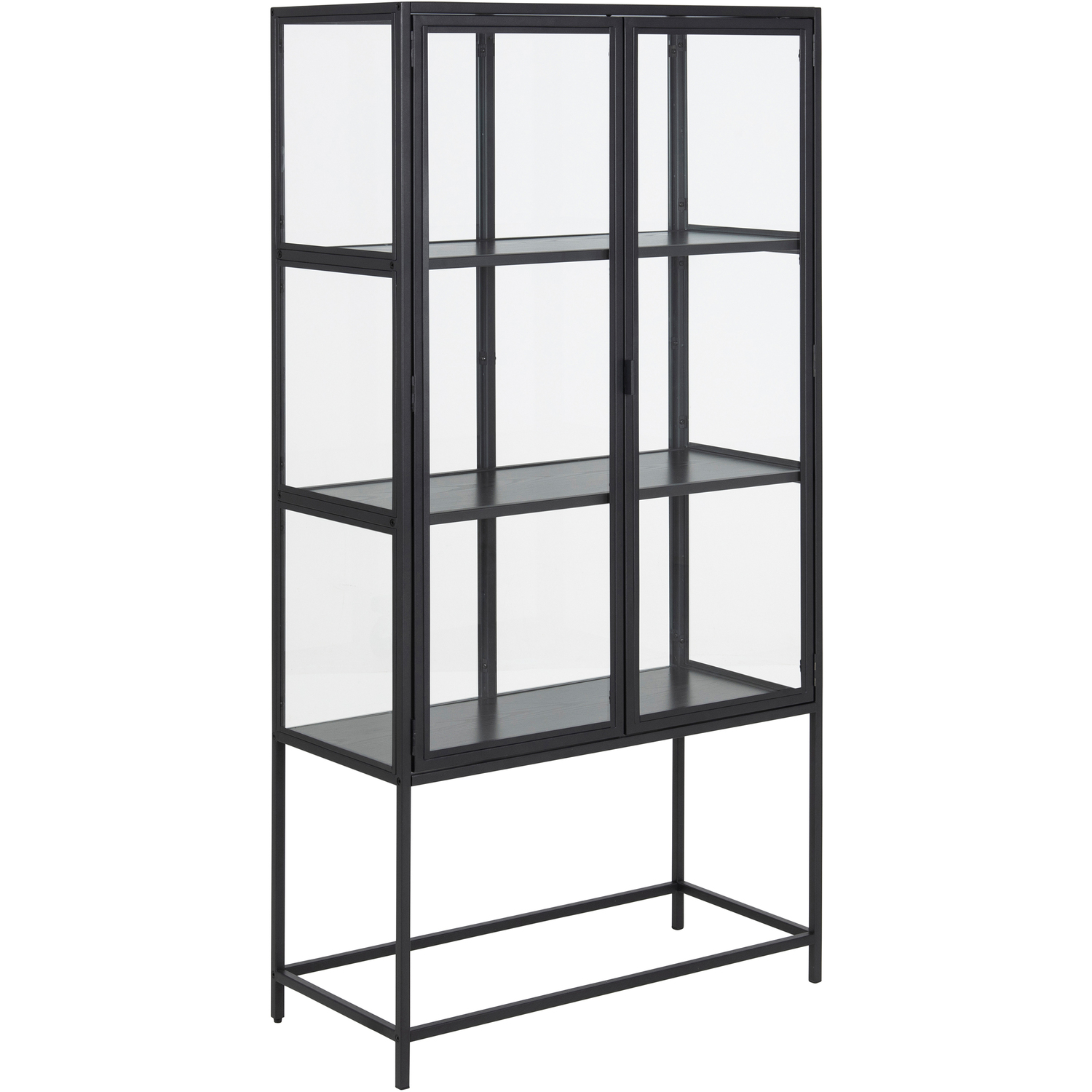 Furniture To Go Seaford 2 Glass Door Display Cabinet In Black - Black