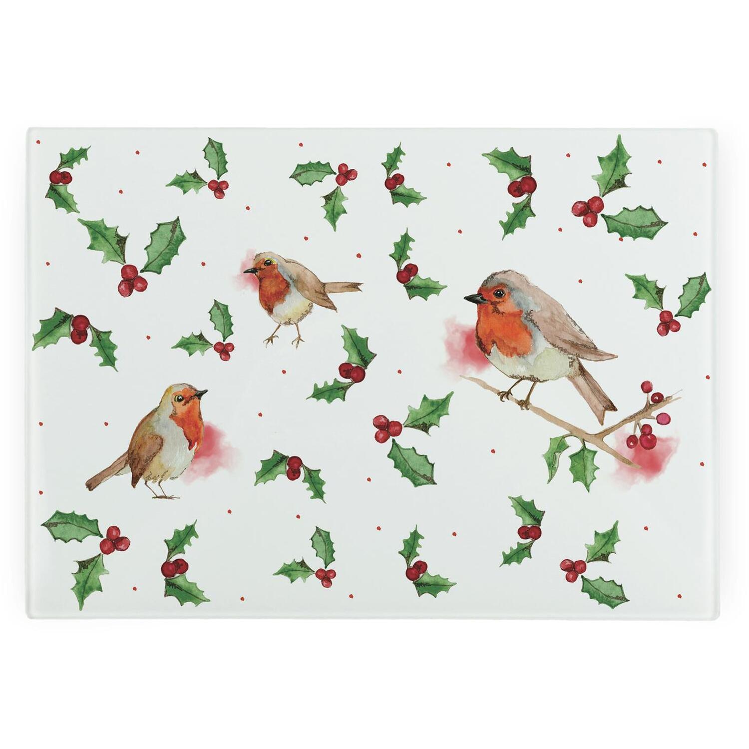 Image of Christmas Robins Smooth Glass Worktop Saver&hellip;