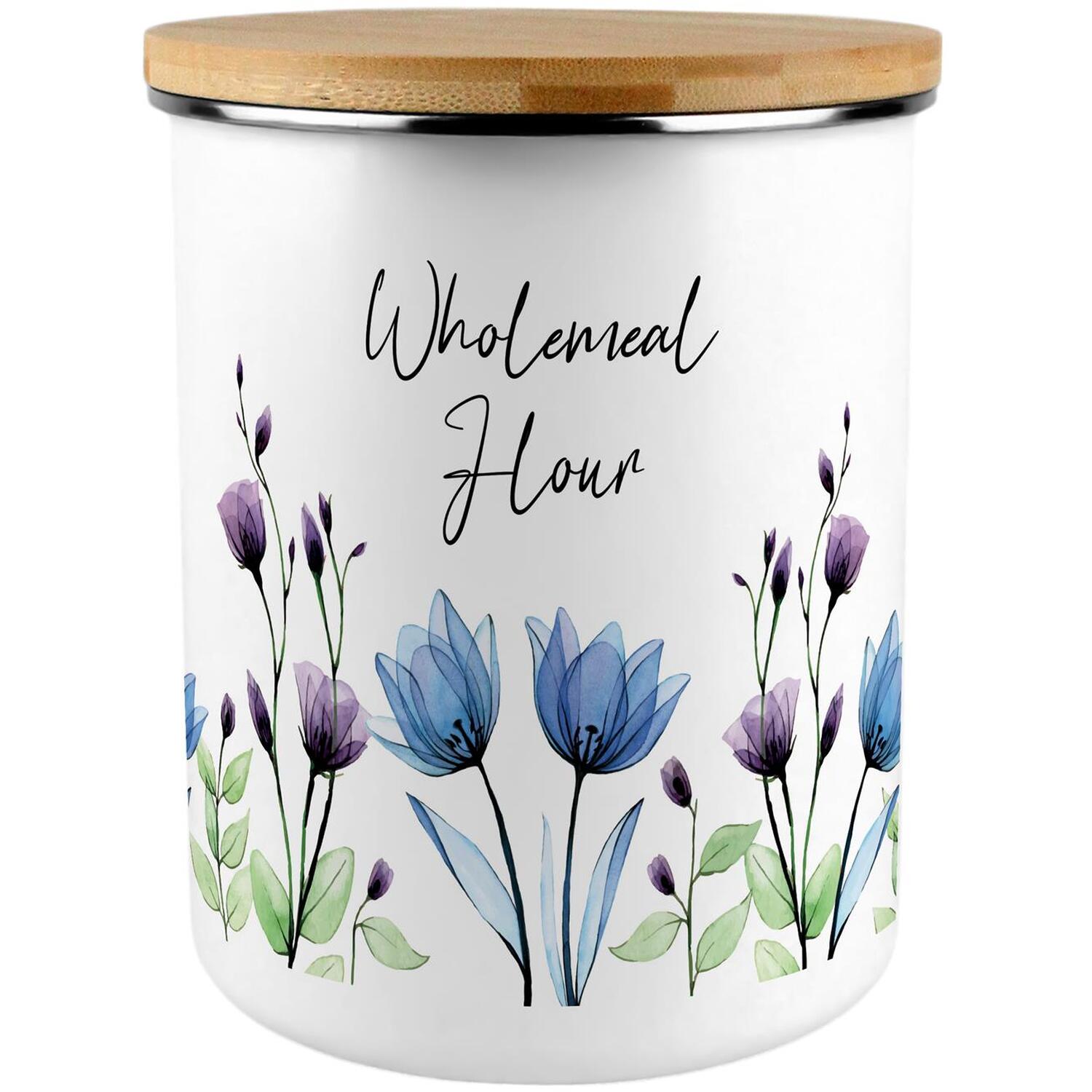Purely Home Blooming Lovely Extra Large Wholemeal Flour Canister - Blue