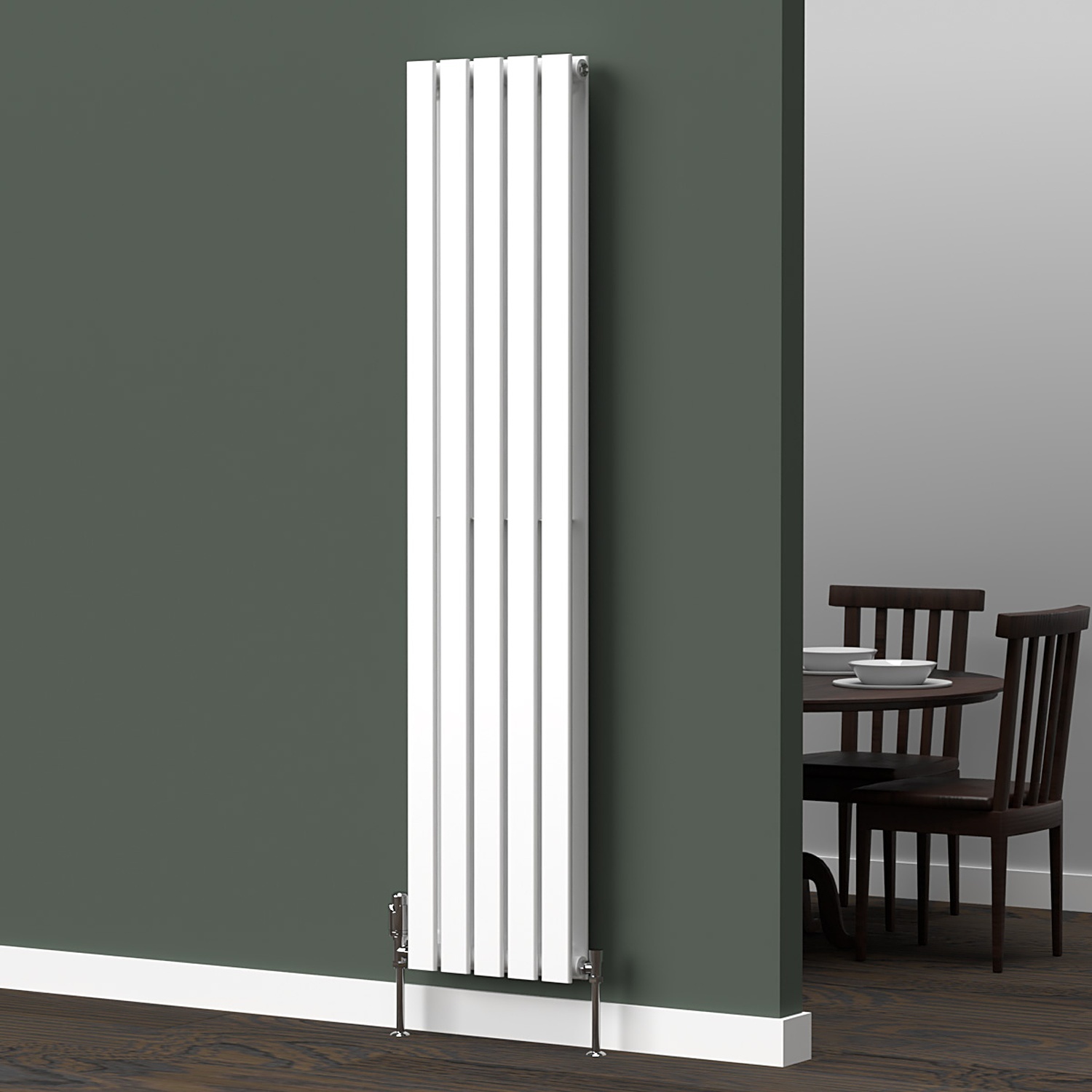 Lux Heat White Flat Vertical Double Panel Designer Radiator 1600mm (H) x 350mm (W) - Image 2