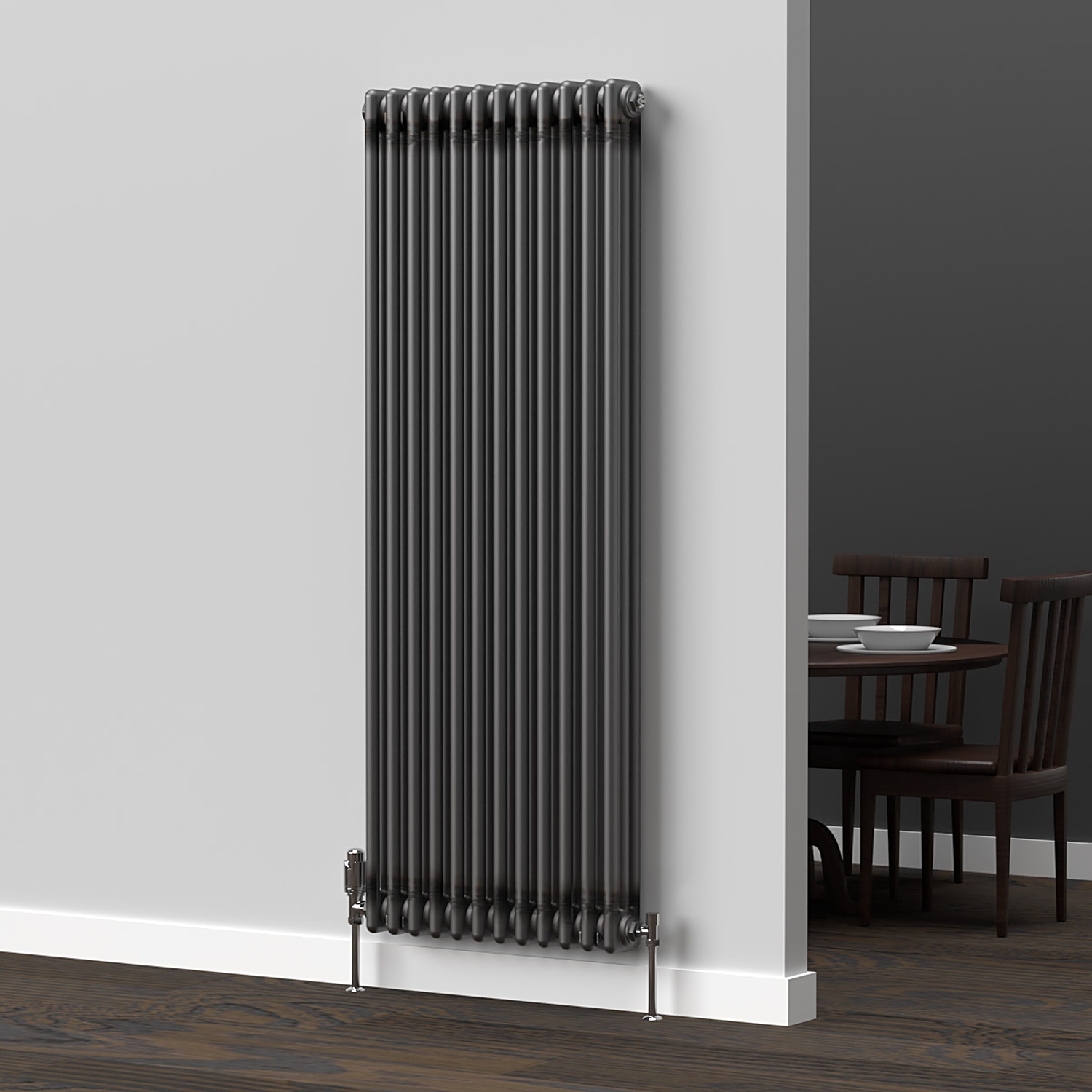 Lux Heat Vertical 3 Column Radiator - Bare Metal Lacquer - 1500 Mm X 560 Mm - Bare Metal Lacquer