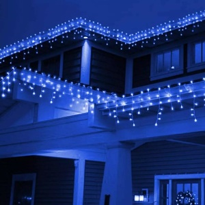 960 LED Christmas Icicle Lights Outdoor Blue & White Snowing Effect