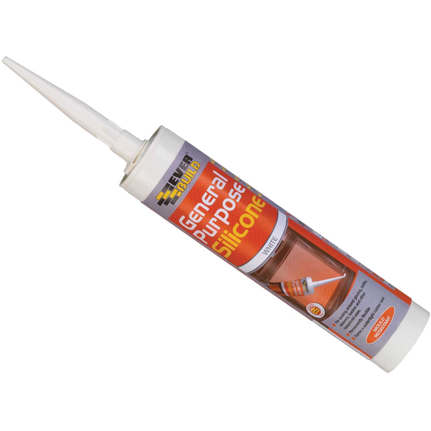 2x Everbuild General Purpose Silicone Sealant Waterproof Mould Bath Sink - White - Image 27