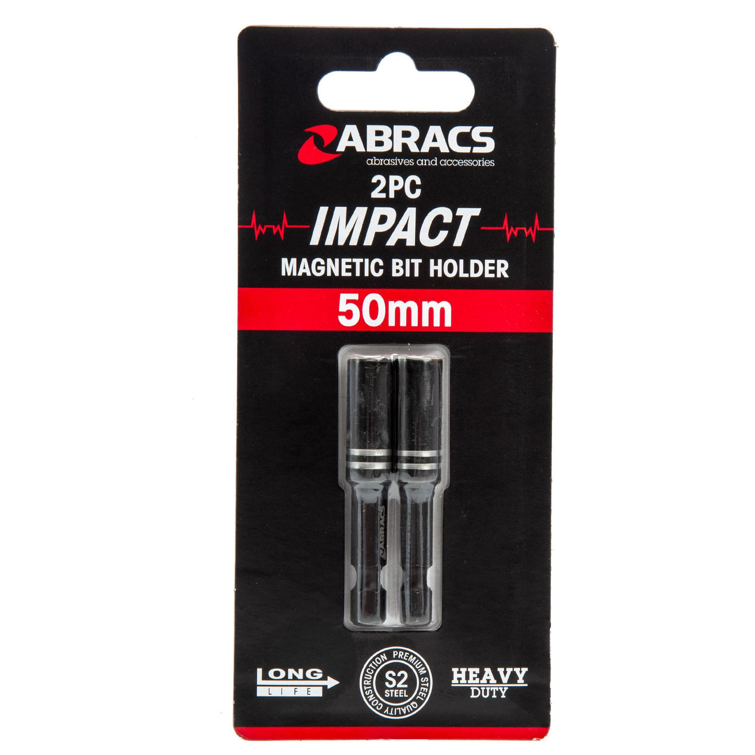 Abracs Expert Impact Magnetic Bit Holder (Pack Of 2) - Black