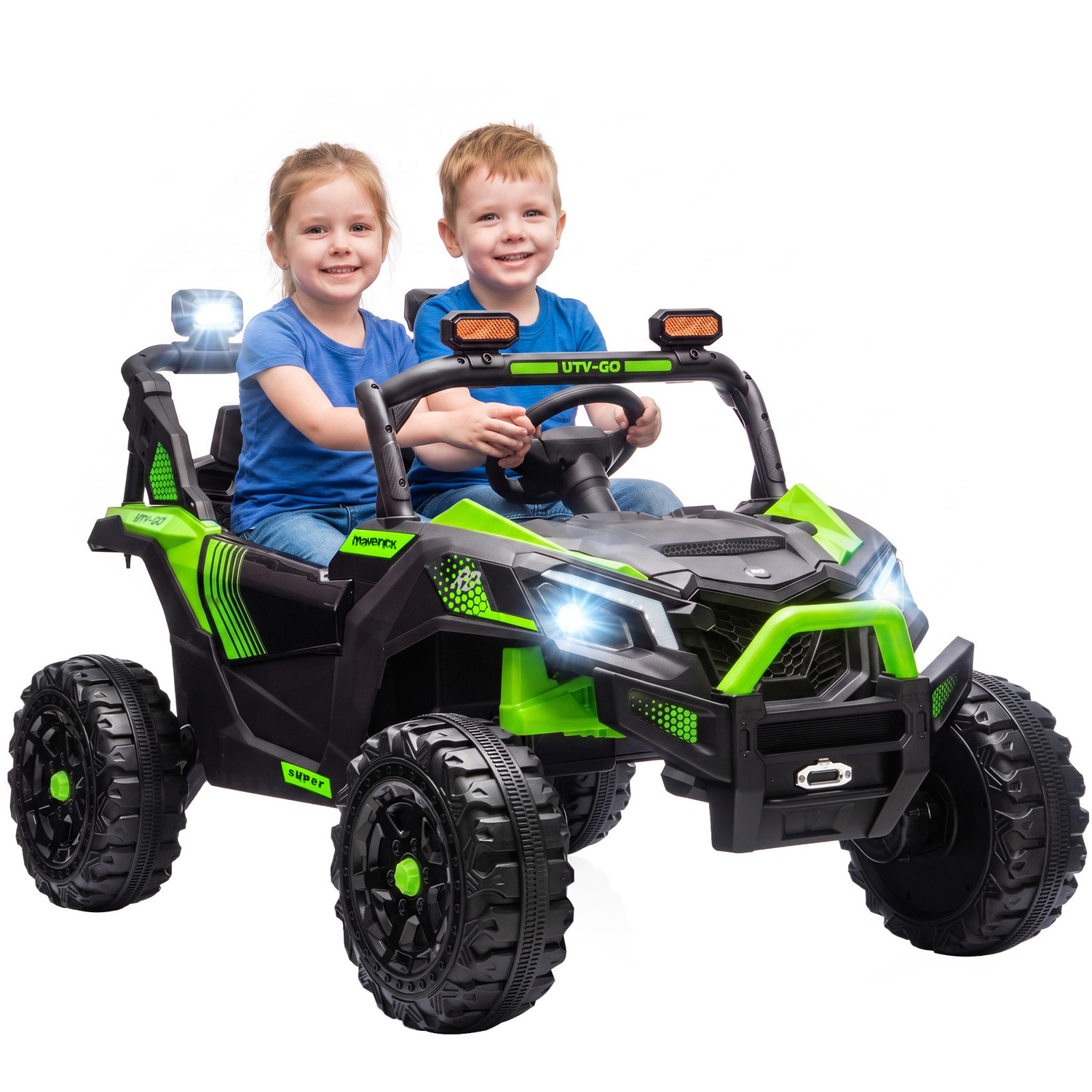 Aiyaplay Unisex Green 24V Ride On Truck Car For Big Kids With Remote In Size 2 Seater - Image 3