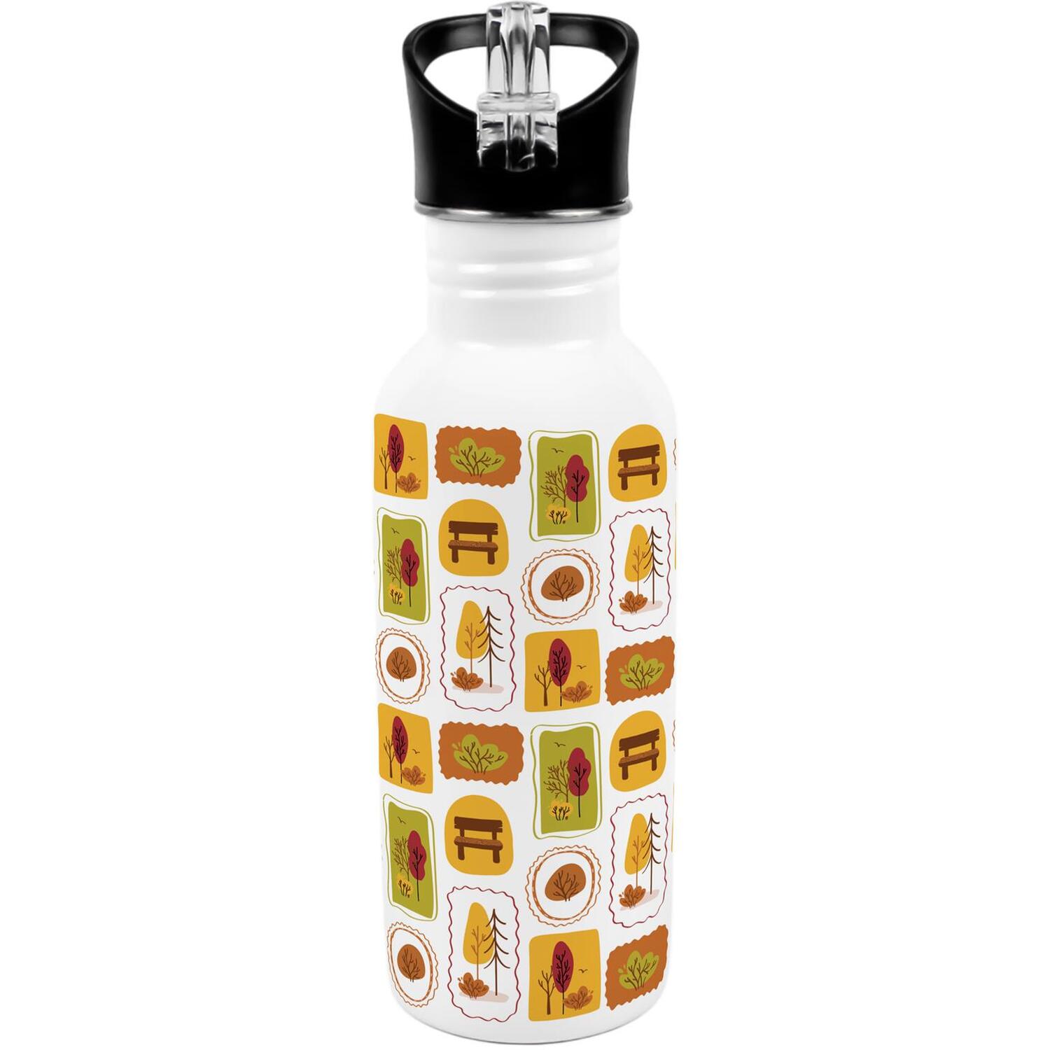 Purely Home Autumn Patches Metal Canteen Water Bottle - Orange