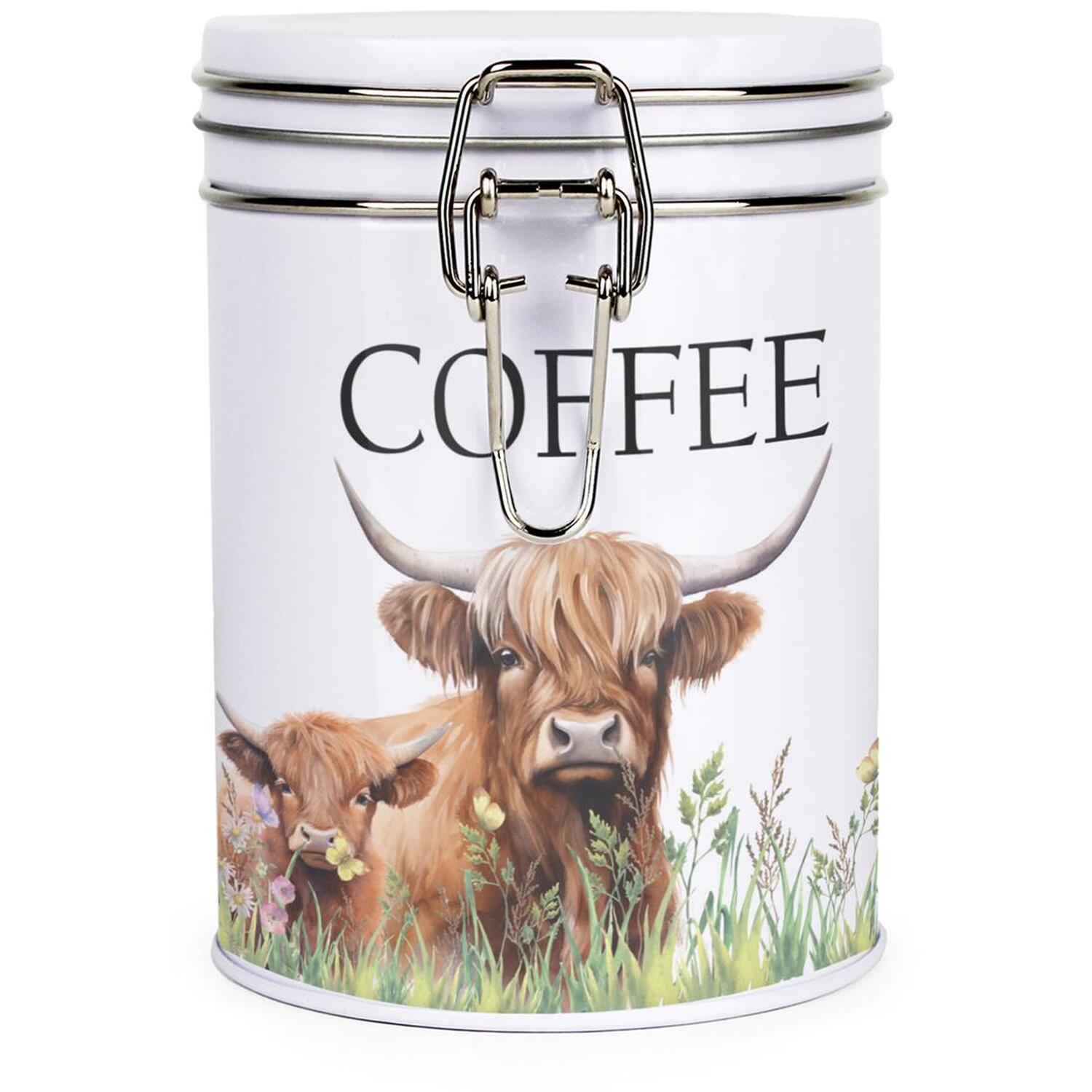 B&Q - Highland Cow & Calf Clip-Lid Kitchen Storage CanisterCoffee - Image 2