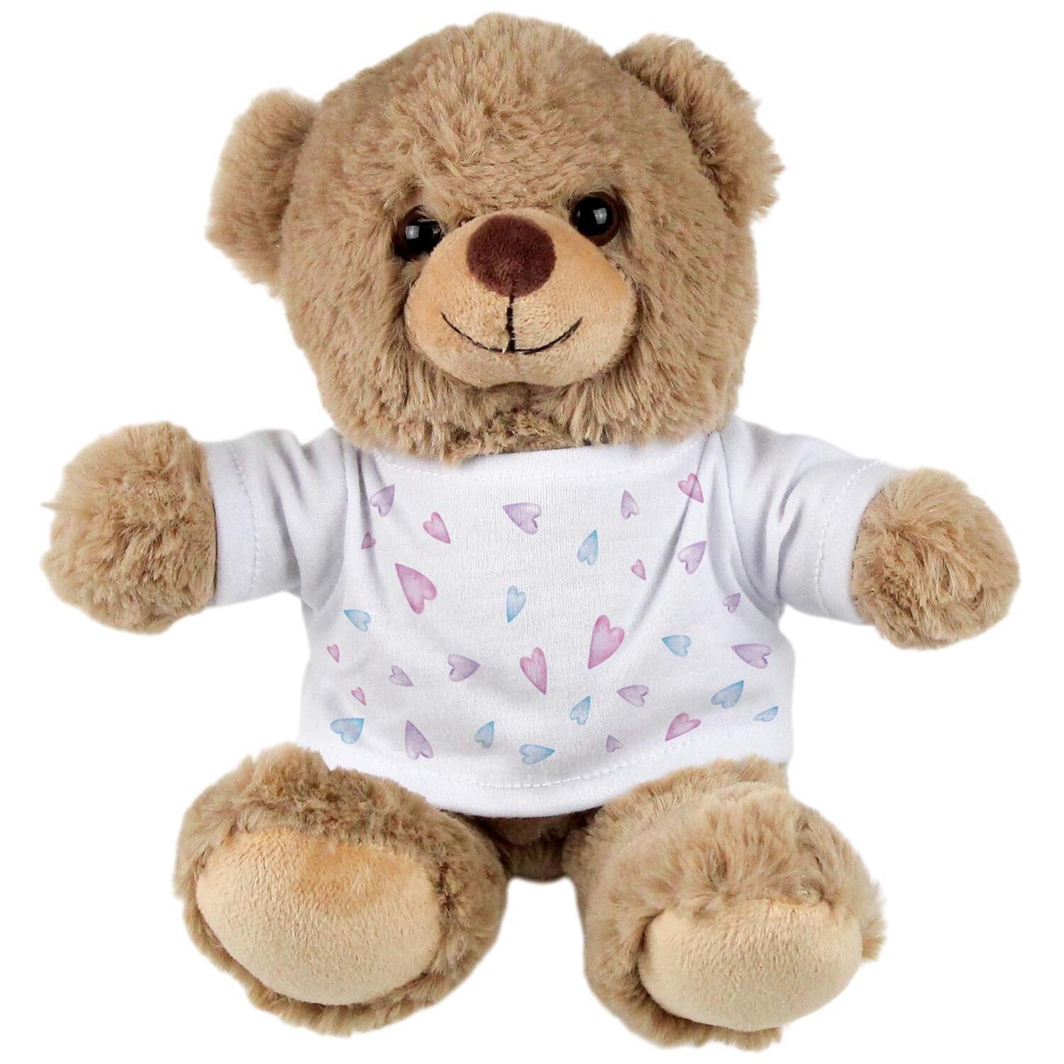 Purely Home Pastel Hearts Teddy Bear With T-Shirt - Light Brown