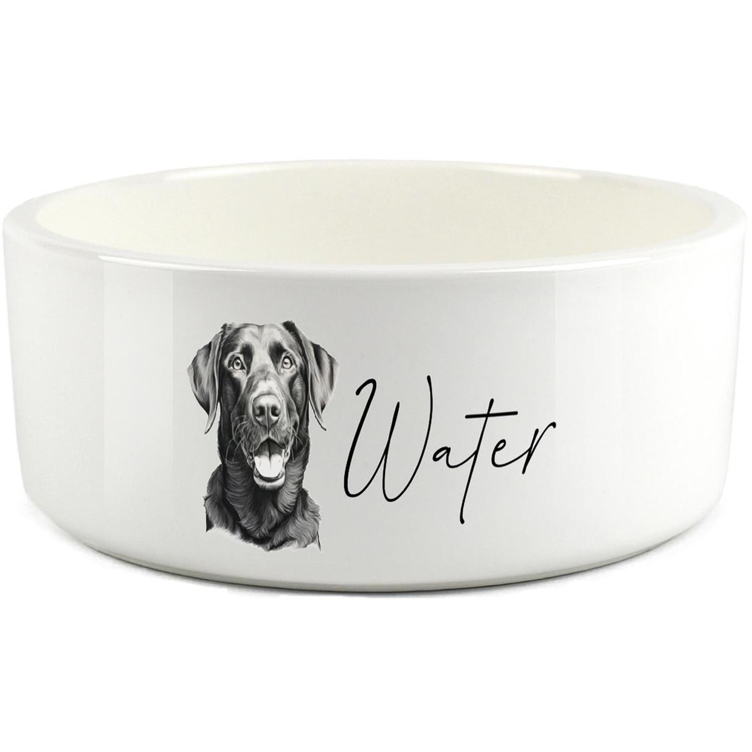 B&Q - Black Sketch Large Ceramic Pet Water BowlBlack Labrador - Image 2