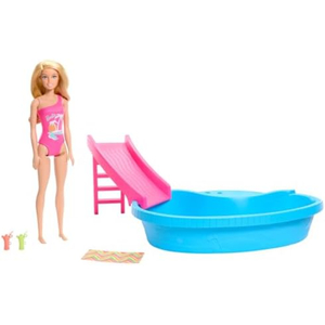 Barbie Doll and Pool Playset with Slide and Accessories - HRJ74