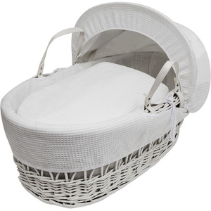 White Waffle White Wicker Moses Basket